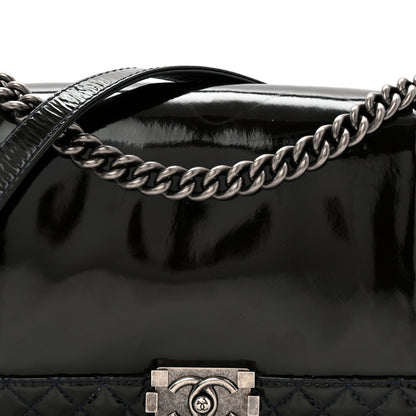 Chanel Patent New Medium Boy Reverso Flap Navy 8 of 10