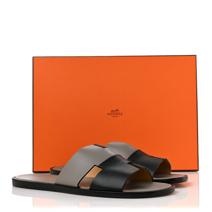 Hermes Calfskin Mens Izmir Sandals 43 Black Gris 11 of 11