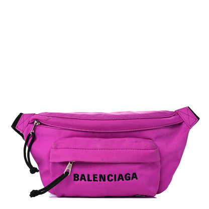 Balenciaga Sport Nylon Logo Embroidered Small Wheel Beltpack Fuchsia Black 1 of 18