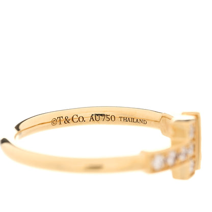 Tiffany 18K Yellow Gold Diamond T Wire Ring 48 4.5 4 of 5