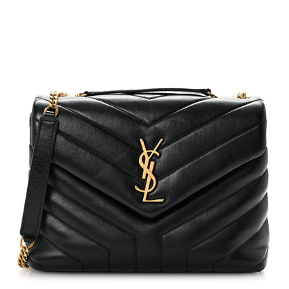 Saint Laurent Calfskin Y Quilted Monogram Small Loulou Chain Satchel Black 1 of 10