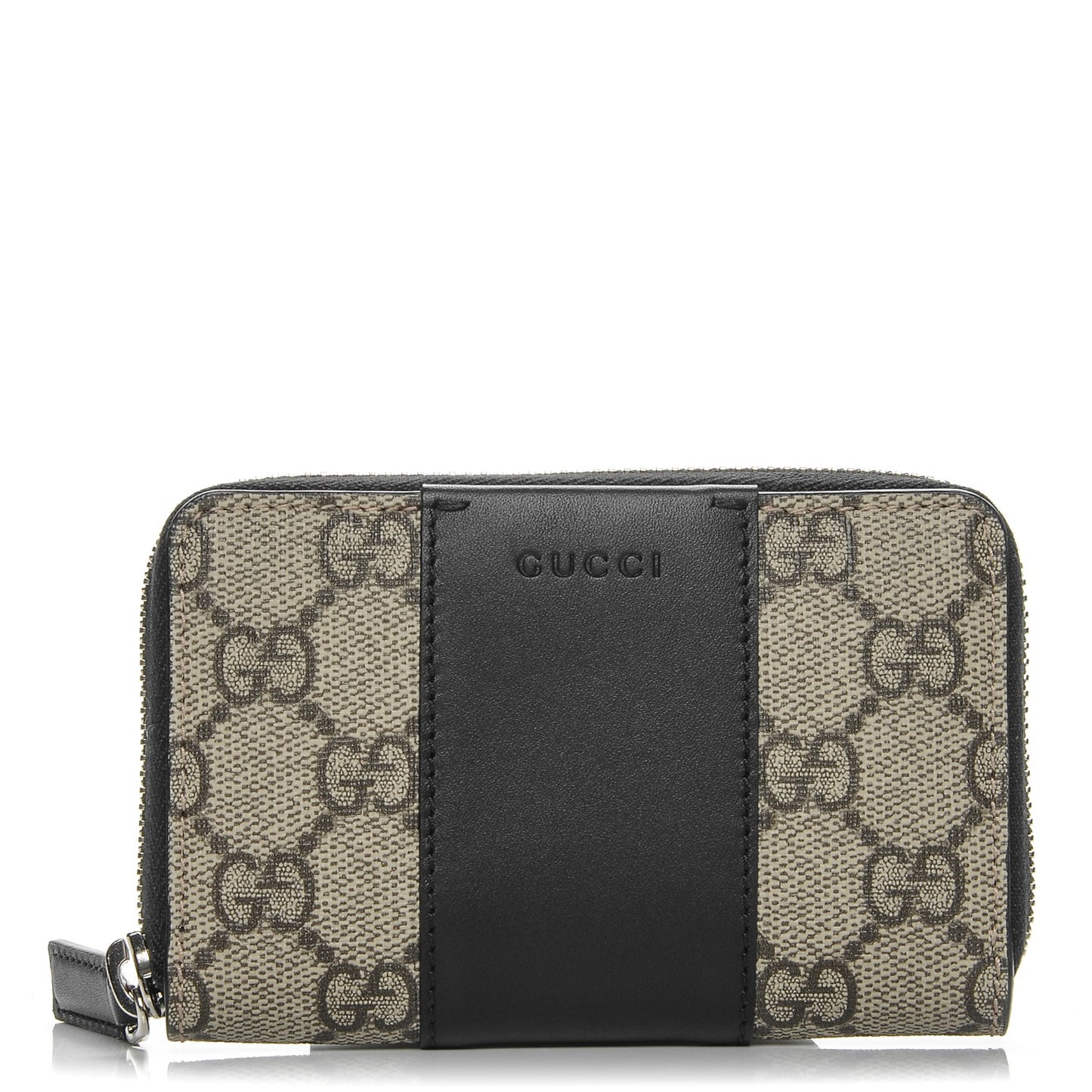 GG Supreme Monogram Zip Around Card Case Black