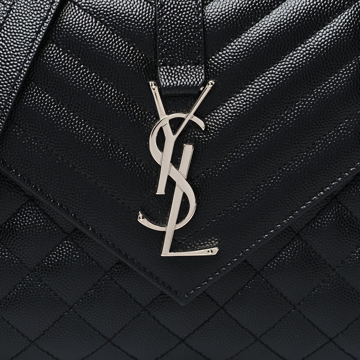 Grain De Poudre Textured Mixed Matelasse Triquilt Medium Monogram Satchel Black