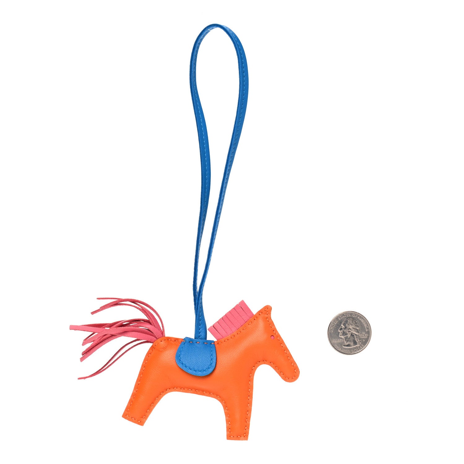 Hermes Milo Lambskin Grigri Rodeo Horse Bag Charm PM Orange Bleu Zanzibar Rose Azalee 2 of 3