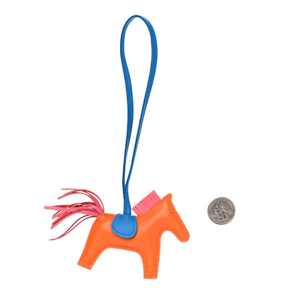 Hermes Milo Lambskin Grigri Rodeo Horse Bag Charm PM Orange Bleu Zanzibar Rose Azalee 2 of 3