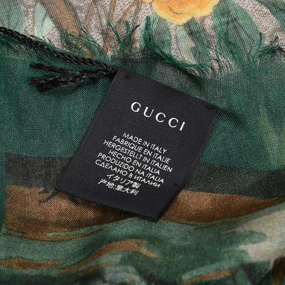 Gucci Modal Silk GG Monogram GG Tian Shawl Scarf Green Dark Green 4 of 4