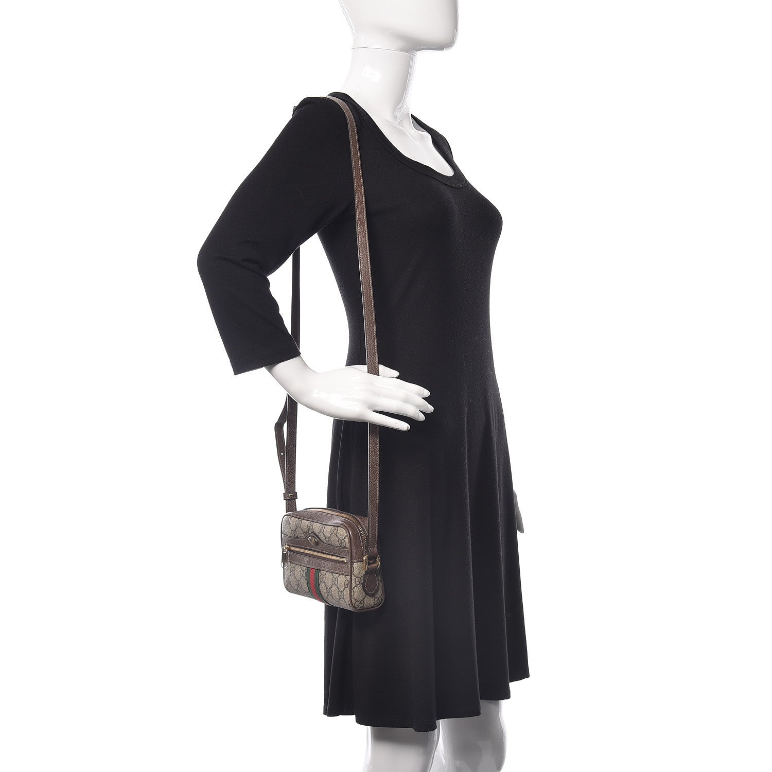 Gucci GG Supreme Monogram Web Mini Ophidia Shoulder Bag Brown 2 of 12