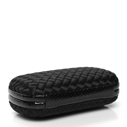 Bottega Veneta Satin Ayers Intrecciato Chain Knot Clutch Black 5 of 10