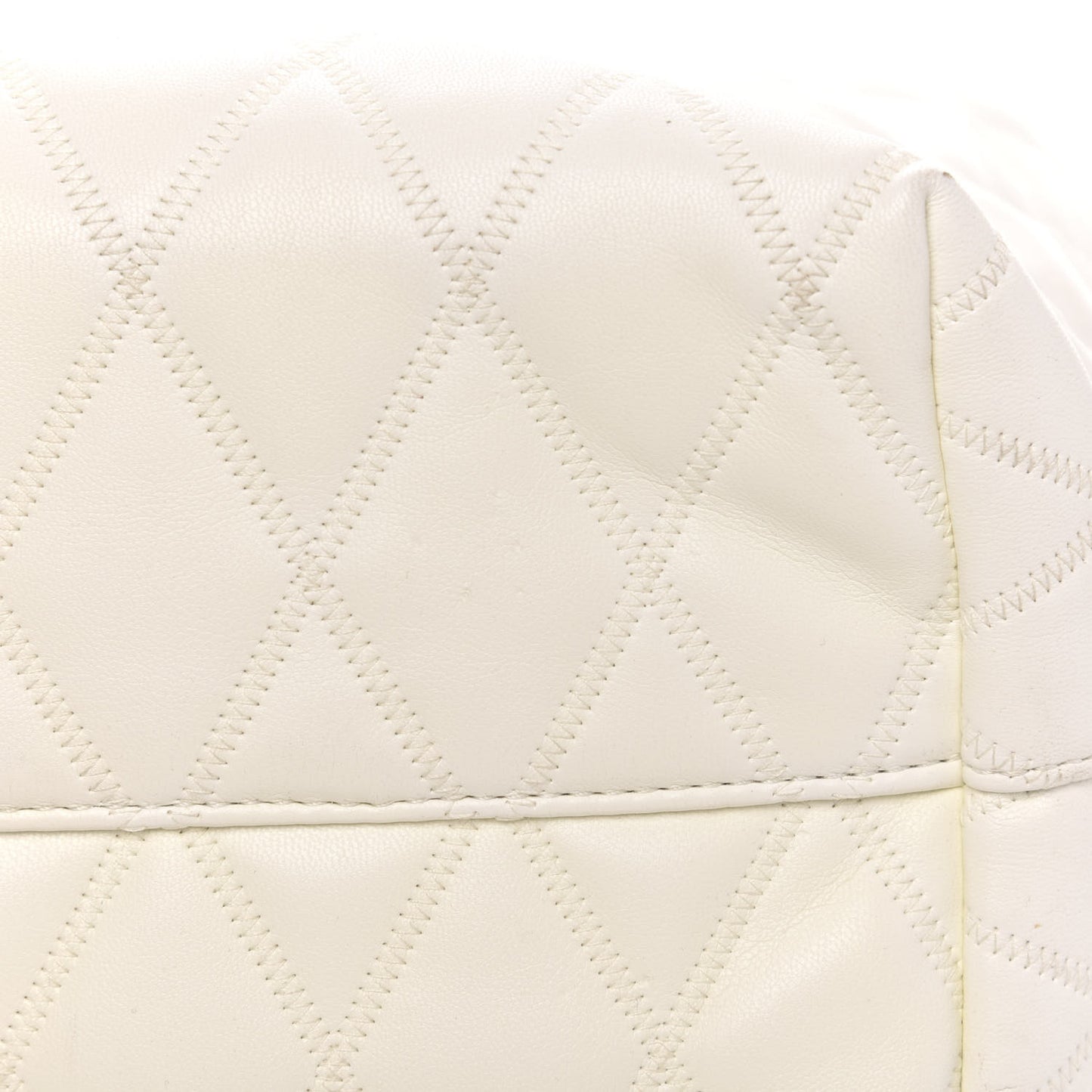Rubber Effect Canvas Quilted Duo Shopper Tote White