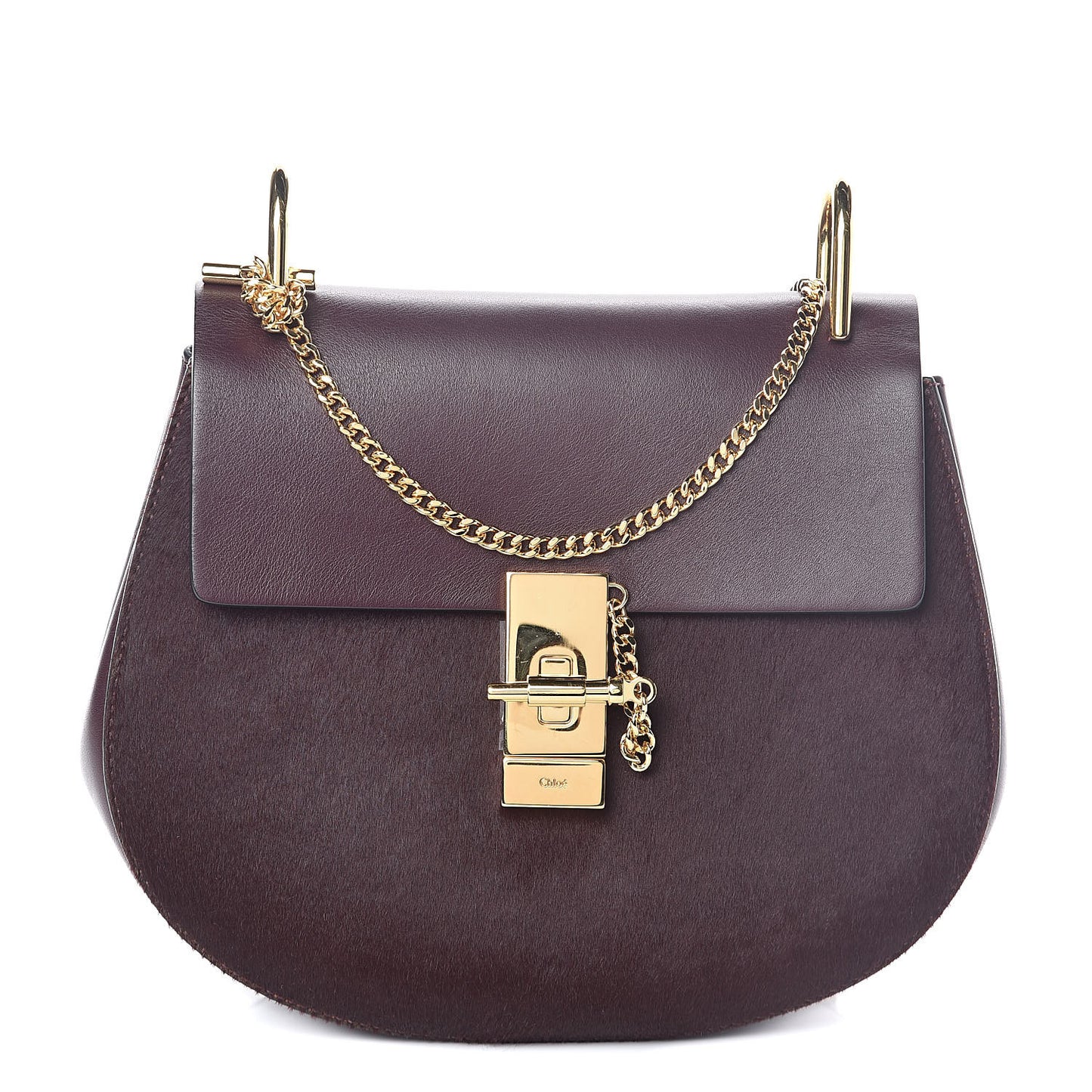 Calfskin Pony Hair Drew Shoulder Bag Sienna Red