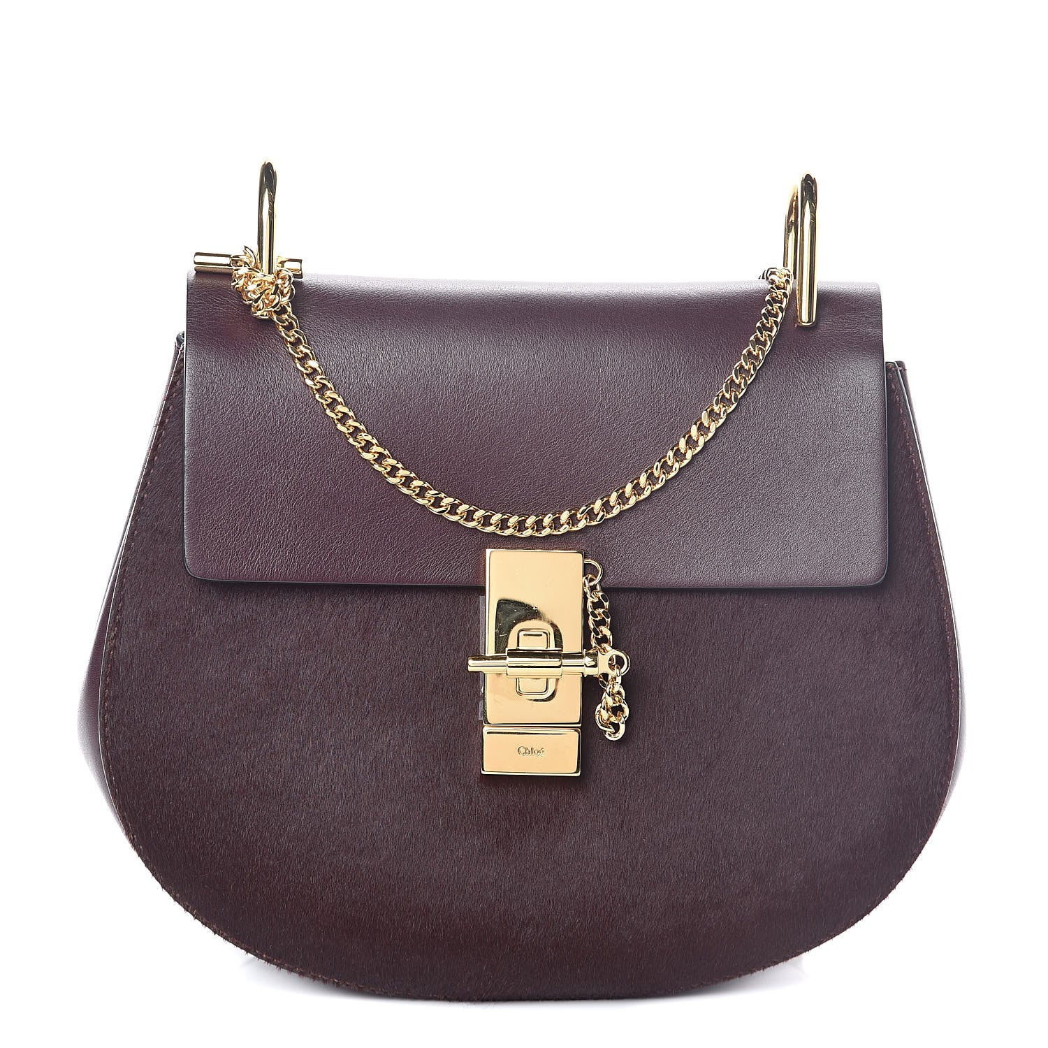 Chloe Calfskin Pony Hair Drew Shoulder Bag Sienna Red 1 of 9