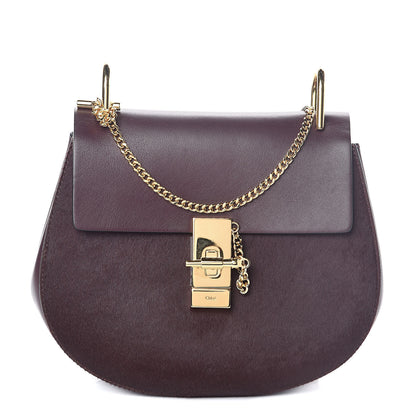 Chloe Calfskin Pony Hair Drew Shoulder Bag Sienna Red 1 of 9