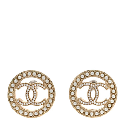 Chanel Pearl CC Round Earrings Gold 1 of 6