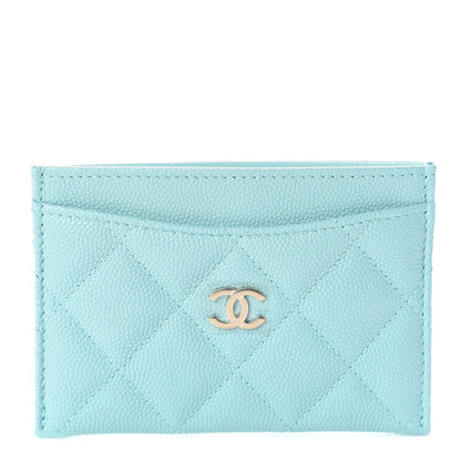 Chanel Caviar Quilted Card Holder Light Blue 1 of 9