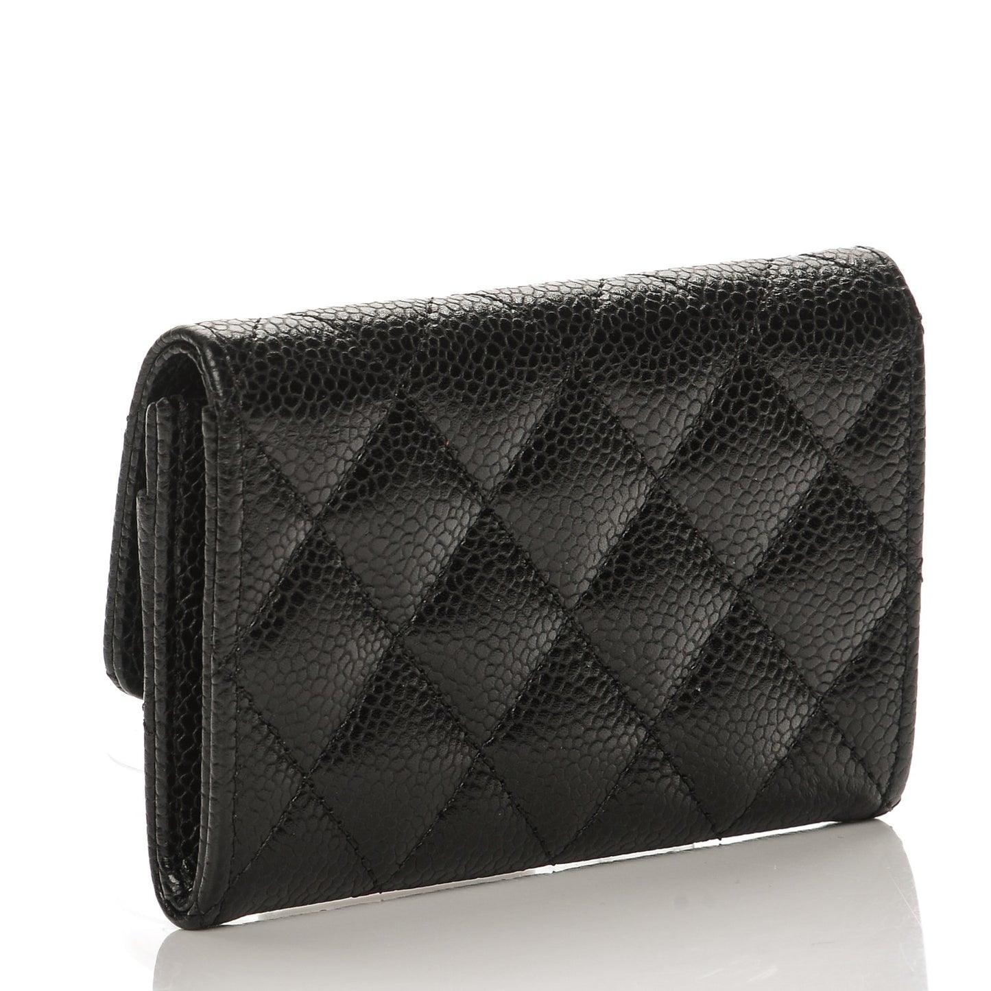 Caviar Quilted Flap Card Holder Black
