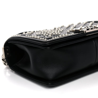 Chanel Calfskin Pearl Chevron Medium Boy Flap Black 8 of 18