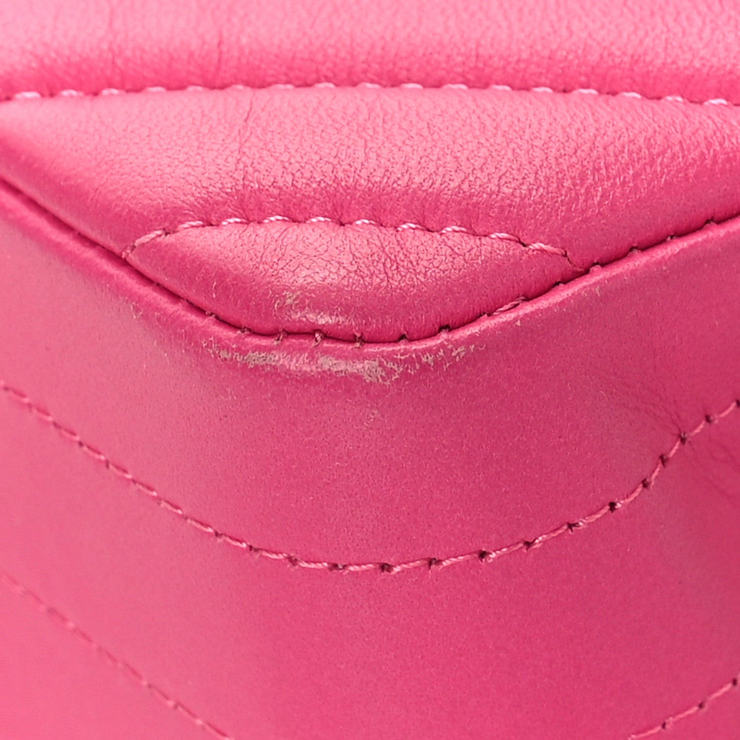 Chanel Lambskin Chevron Quilted Mini Rectangular Flap Dark Pink 9 of 9