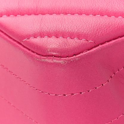 Chanel Lambskin Chevron Quilted Mini Rectangular Flap Dark Pink 9 of 9