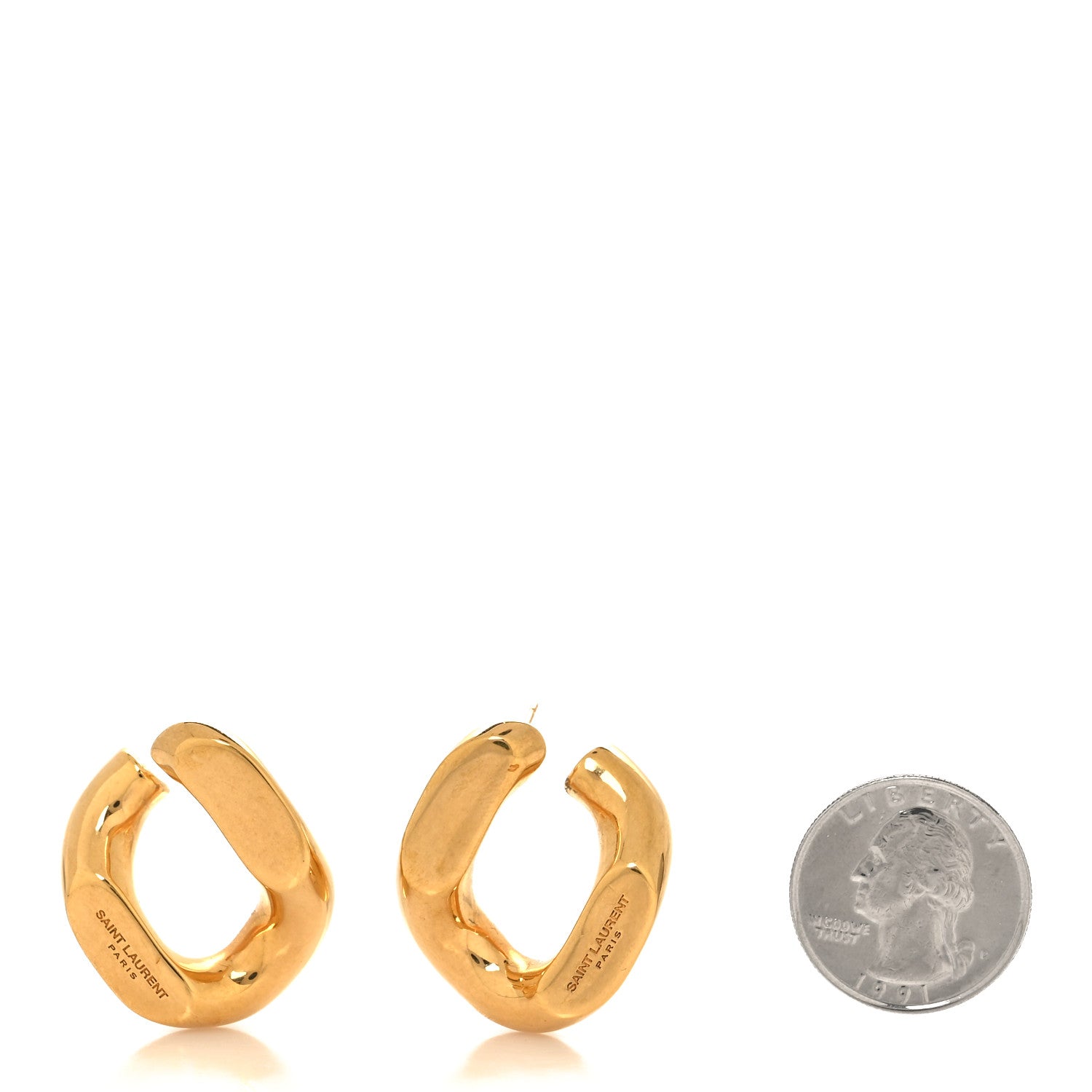 Saint Laurent Chain Link Earrings Gold 2 of 5