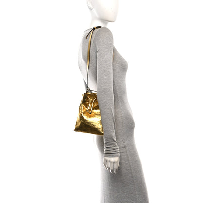Khaite Metallic Crinkled Calfskin Small Greta Drawstring Bag Gold 2 of 9