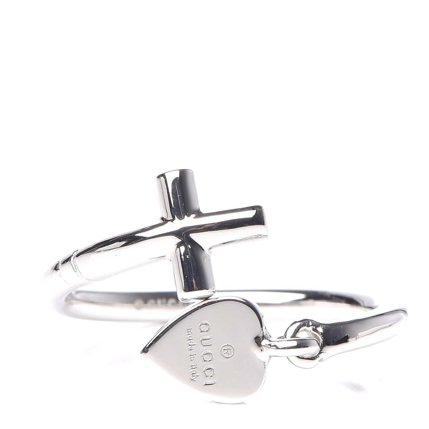18K White Gold Cross and Heart Ring 53 6.25