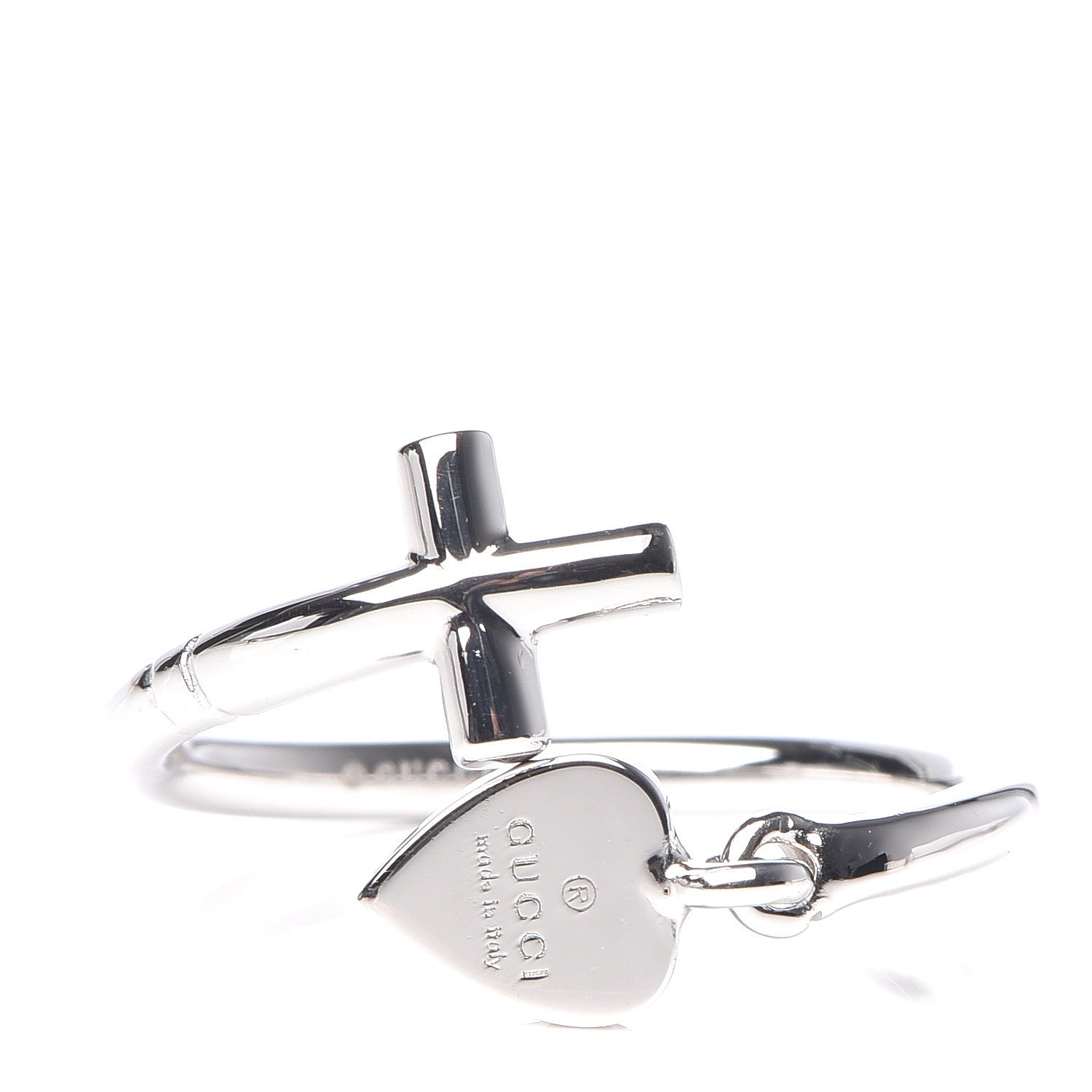 Gucci 18K White Gold Cross and Heart Ring 53 6.25 3 of 6