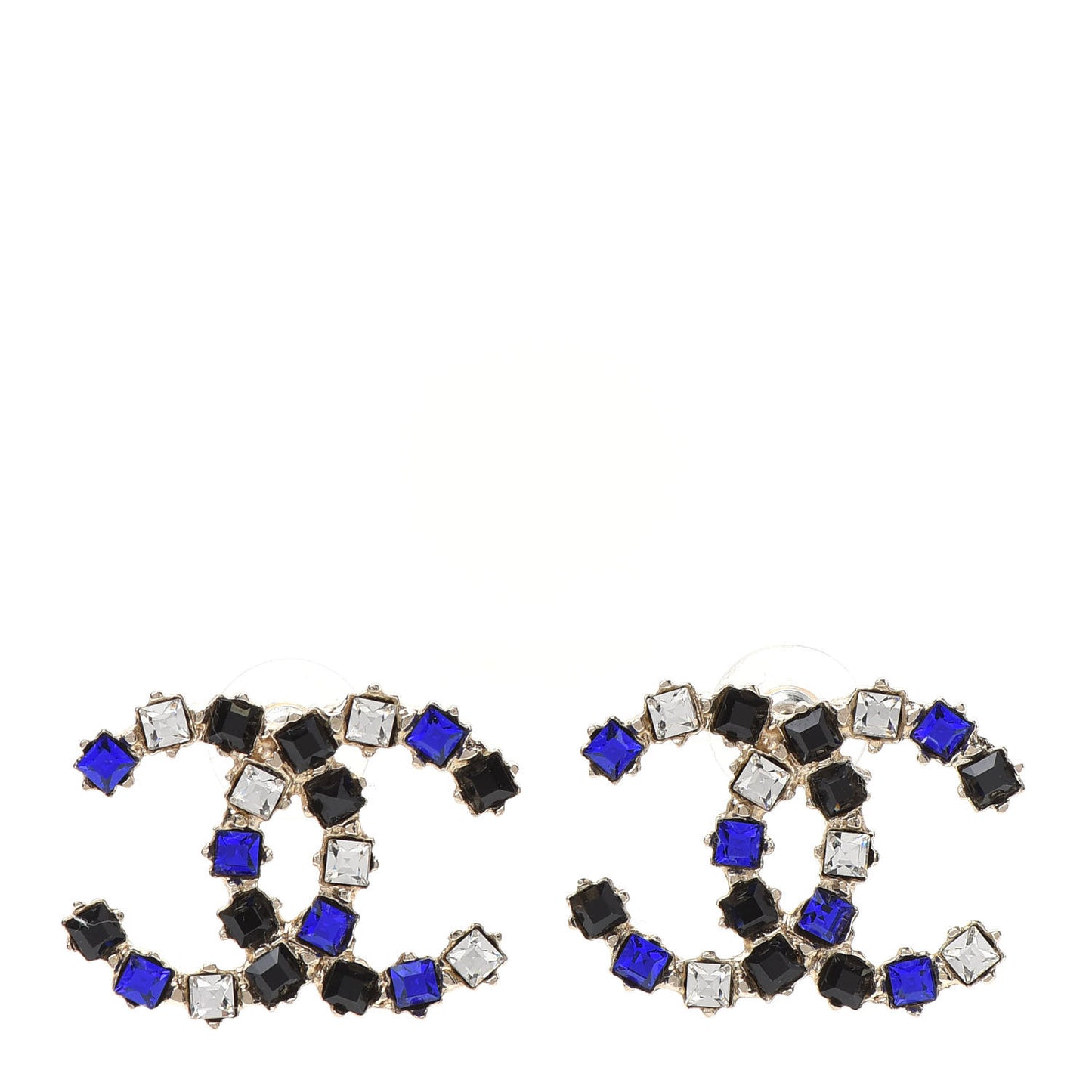 Crystal CC Earrings Gold Black Blue