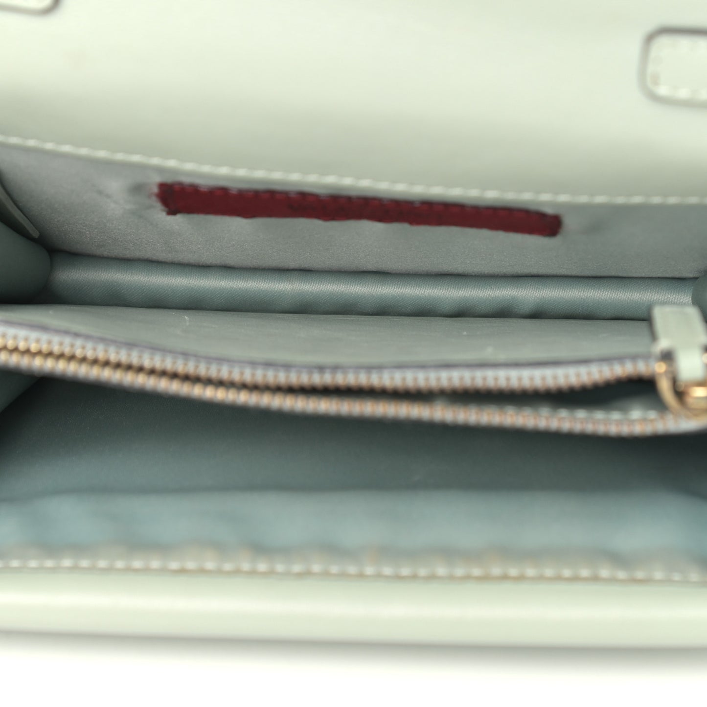 Calfskin Rockstud Wallet on Chain Water Green