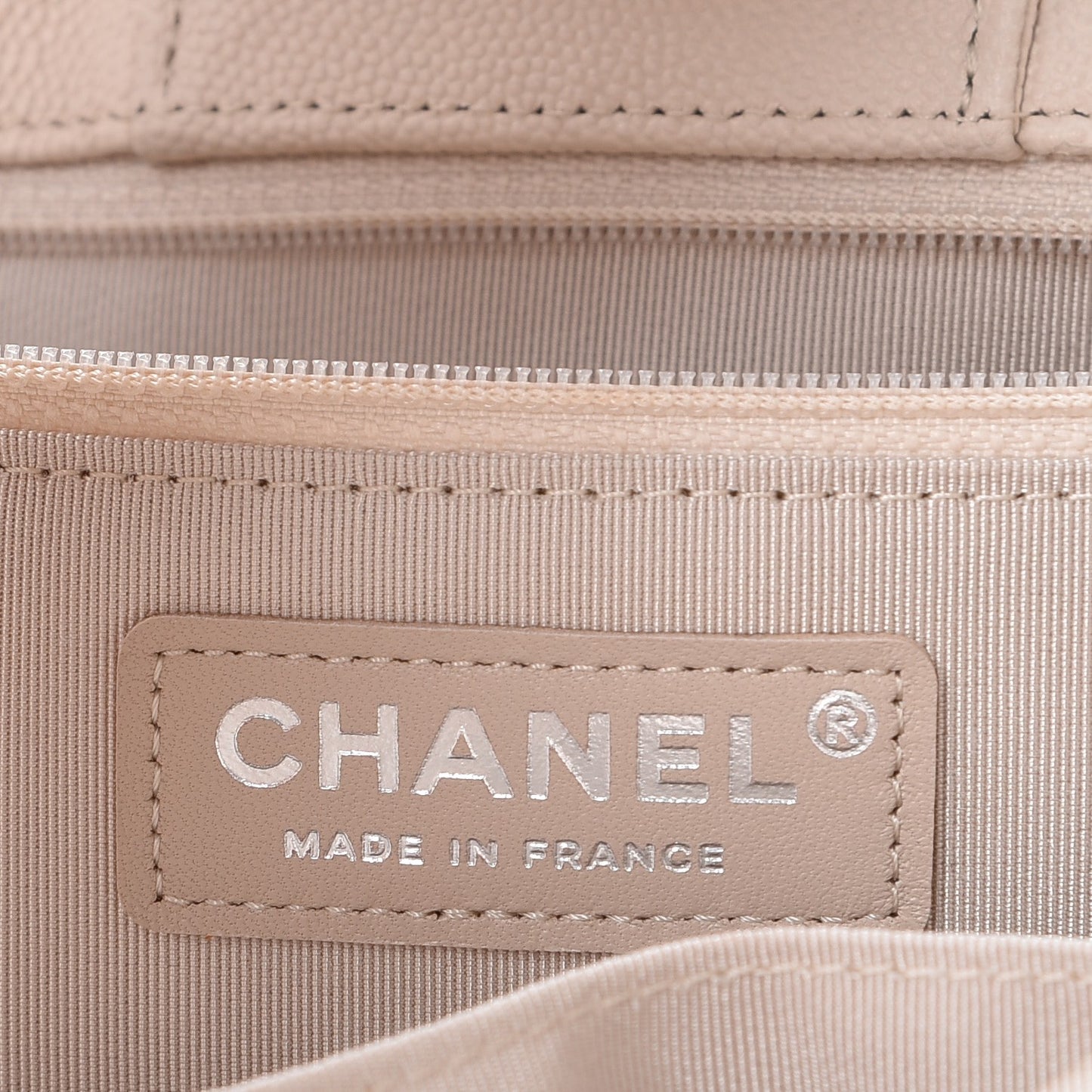 Caviar Quilted Large Classic Shopping Tote Light Beige