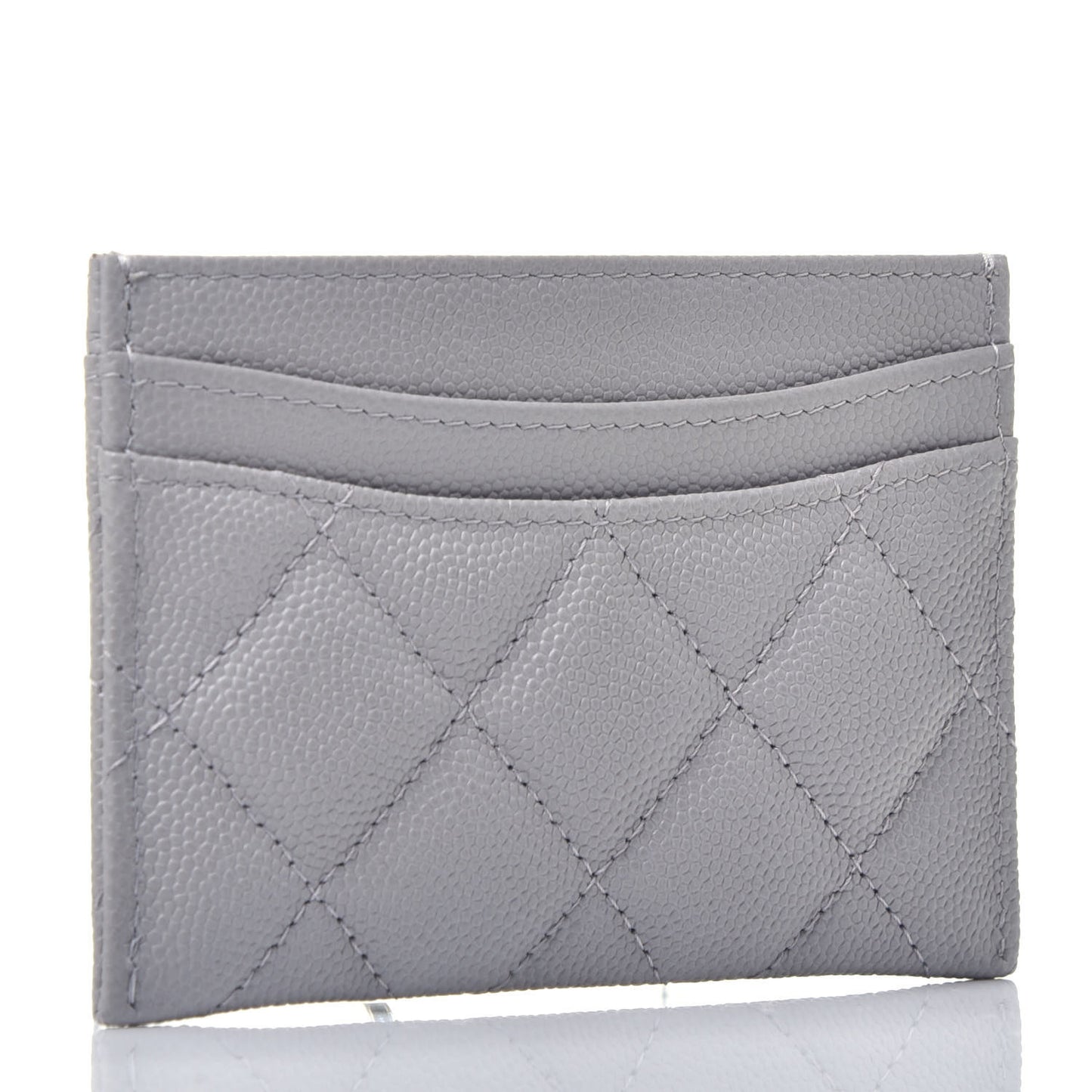 Caviar Quilted Card Holder Grey