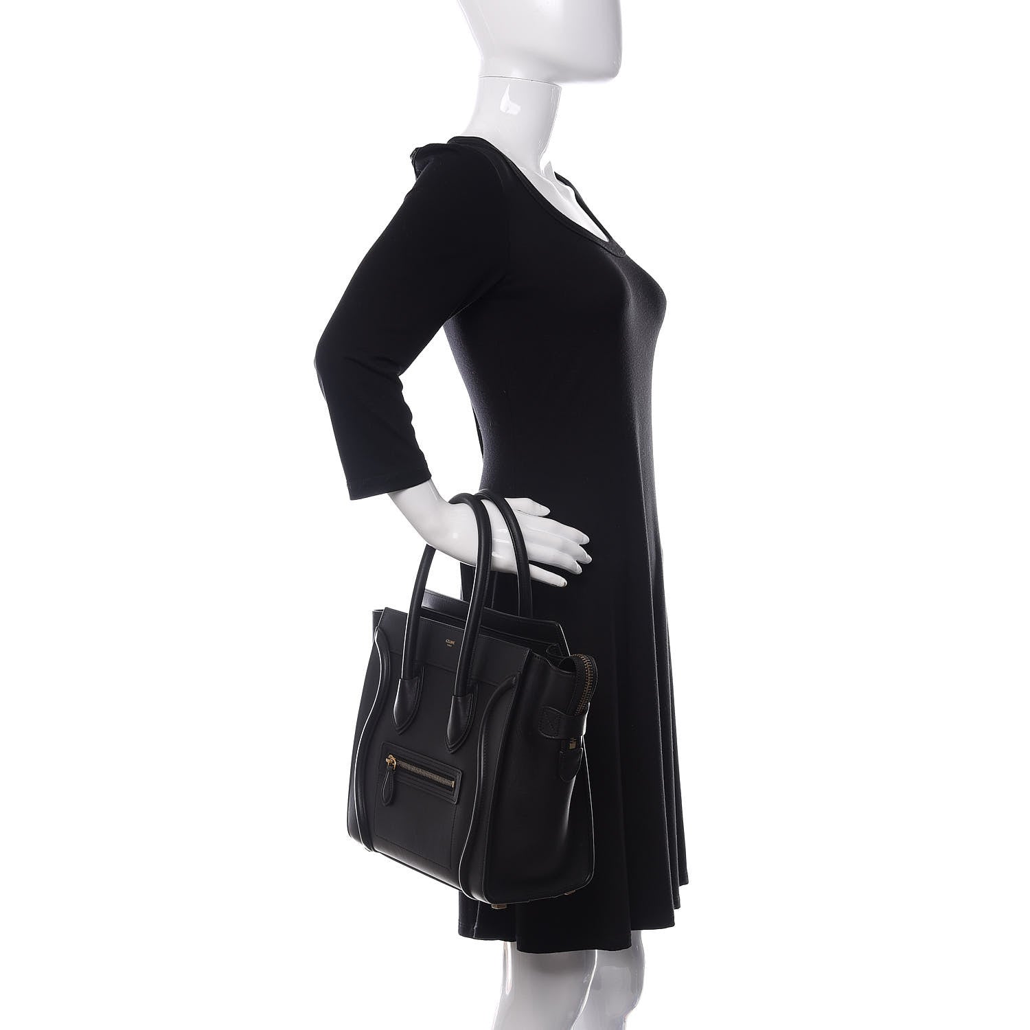 Celine Smooth Calfskin Micro Luggage Black 2 of 9