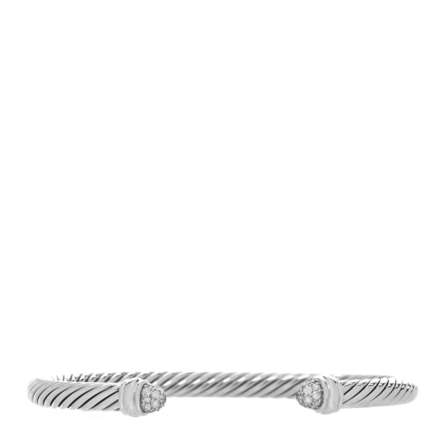 David Yurman Sterling Silver Pave Diamond 5mm Cable Classics Bracelet 1 of 4