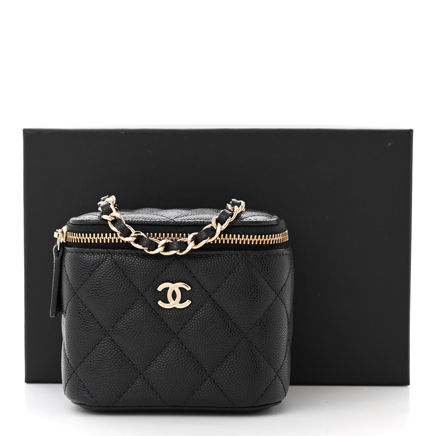 Chanel Caviar Quilted Mini Vanity Case With Chain Black 11 of 11