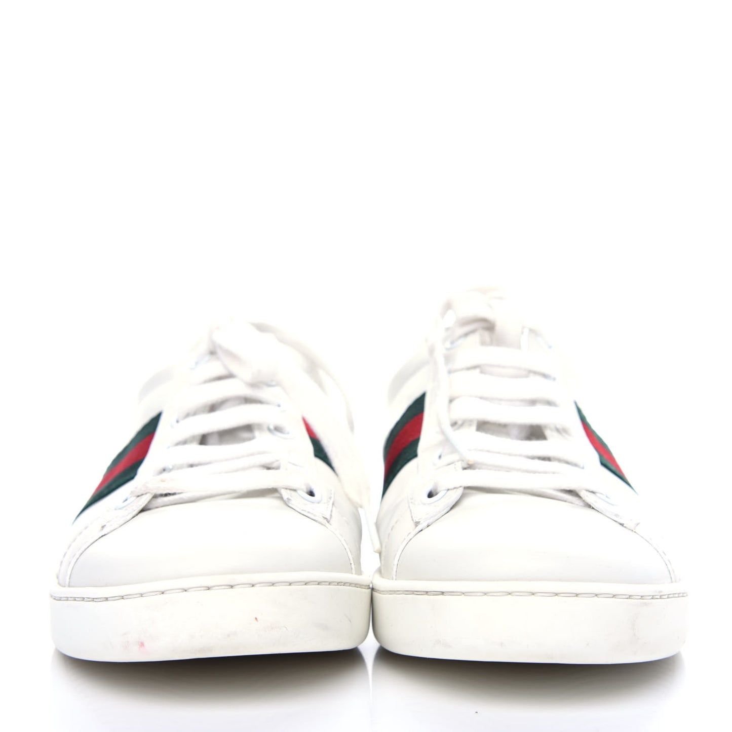 Calfskin Crocodile Web Womens Ace Sneakers 38 White Green