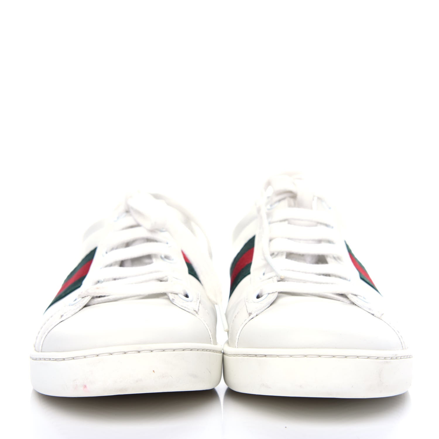 Gucci Calfskin Crocodile Web Womens Ace Sneakers 38 White Green 2 of 12