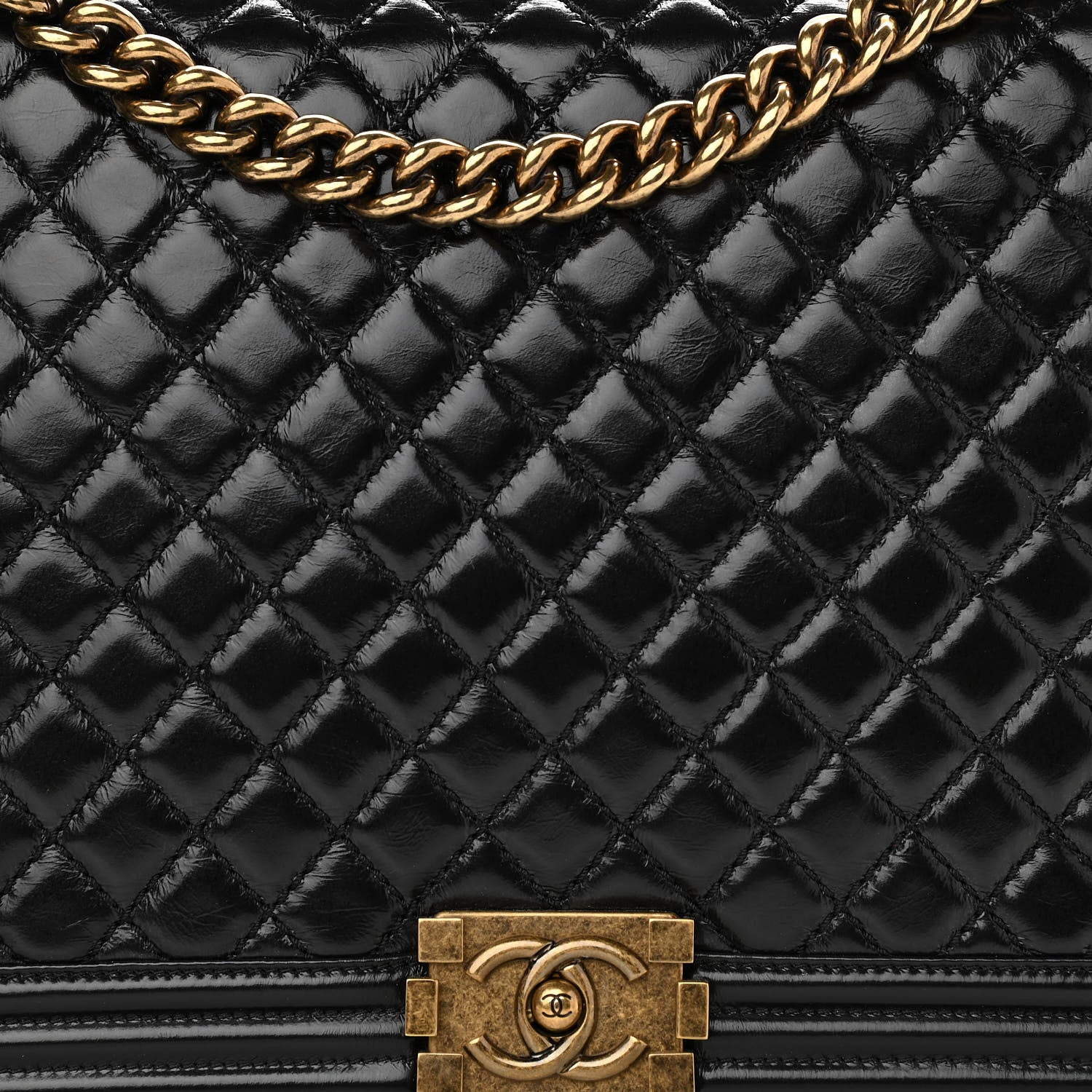 Chanel Glazed Calfskin Quilted Large Boy Flap Black 8 of 10