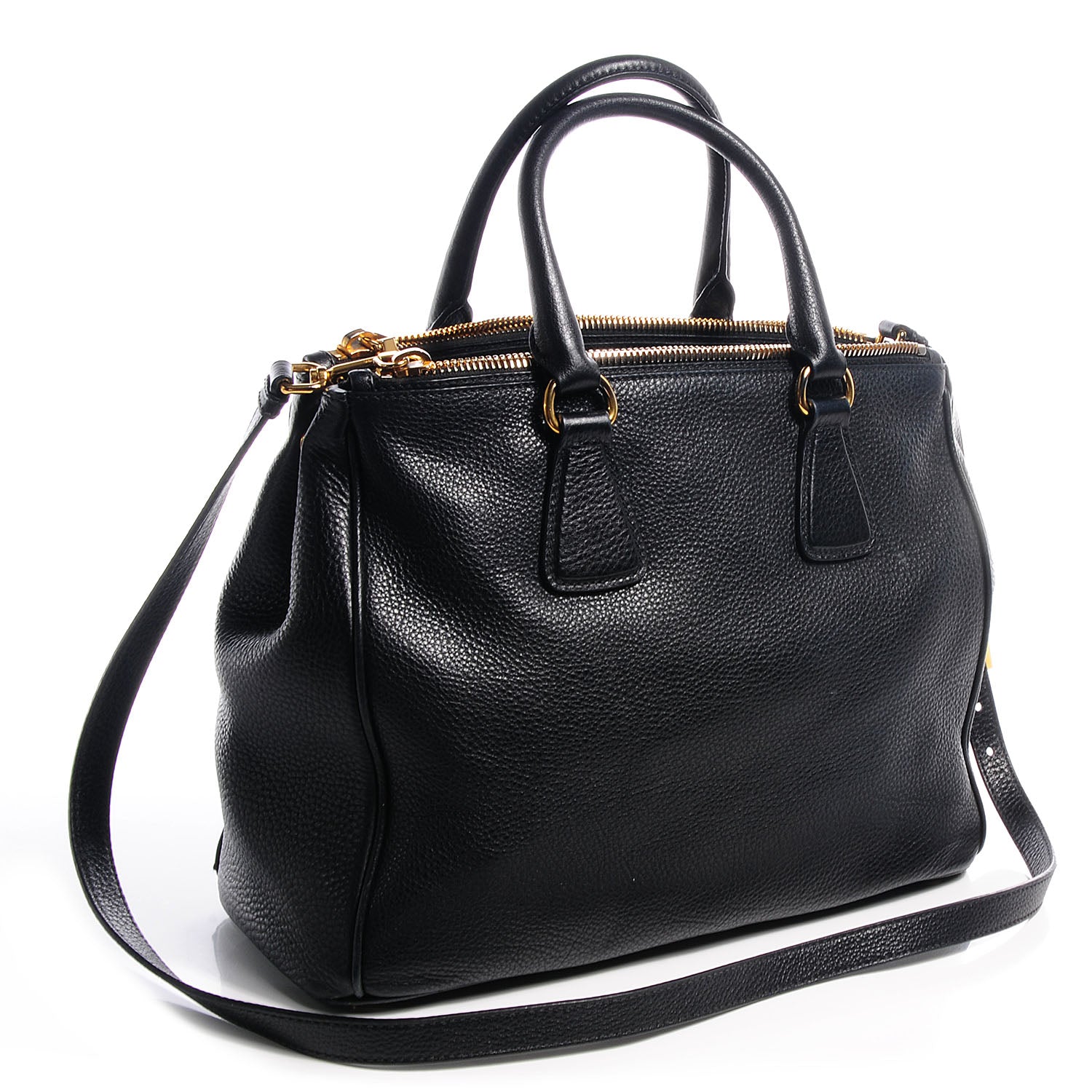 Prada Vitello Daino Double Zip Tote Black 3 of 9