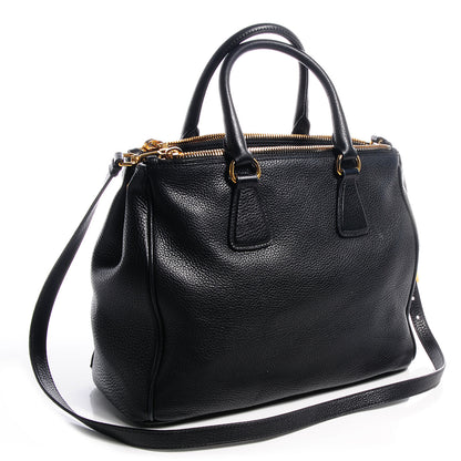 Prada Vitello Daino Double Zip Tote Black 3 of 9