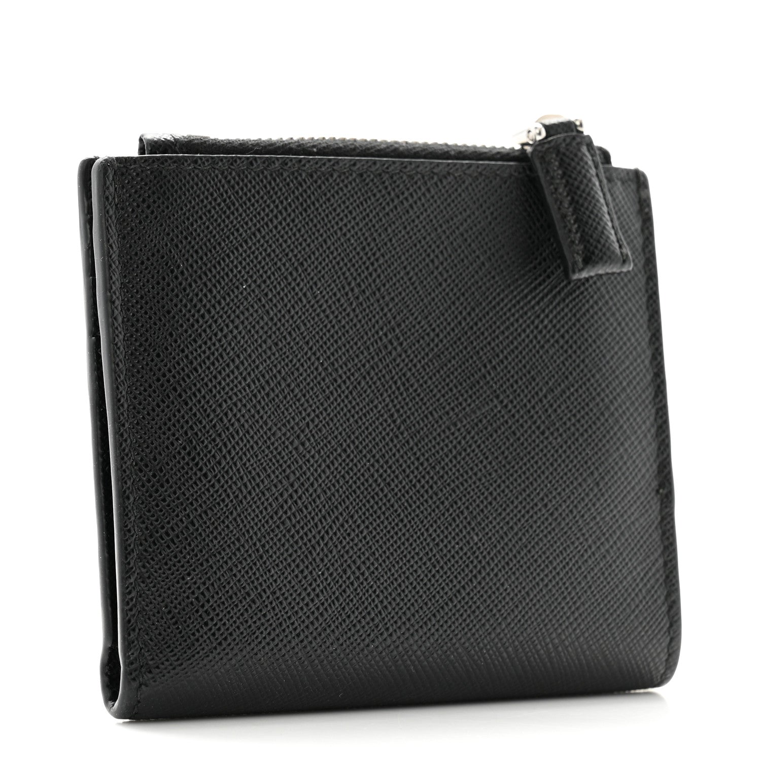 Prada Saffiano Small Triangle Wallet Black 3 of 9