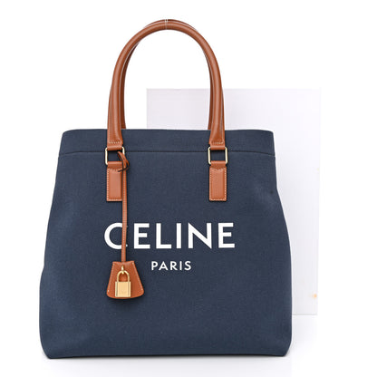 Celine Canvas Calfskin Horizontal Cabas Navy Tan 11 of 11