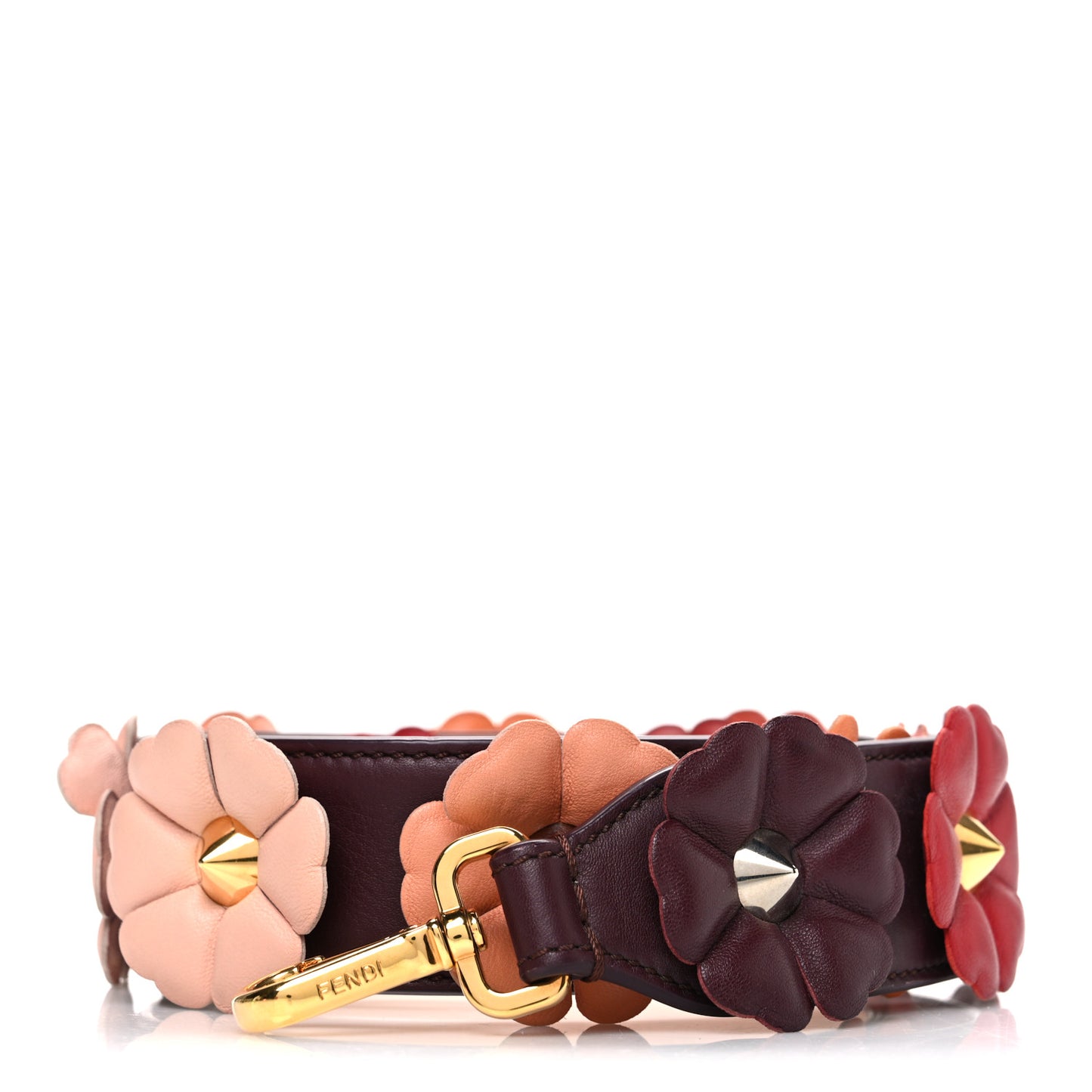 Vitello Dolce Flowerland Bi-Color Studded Strap You Bordeaux Plaster Multicolor