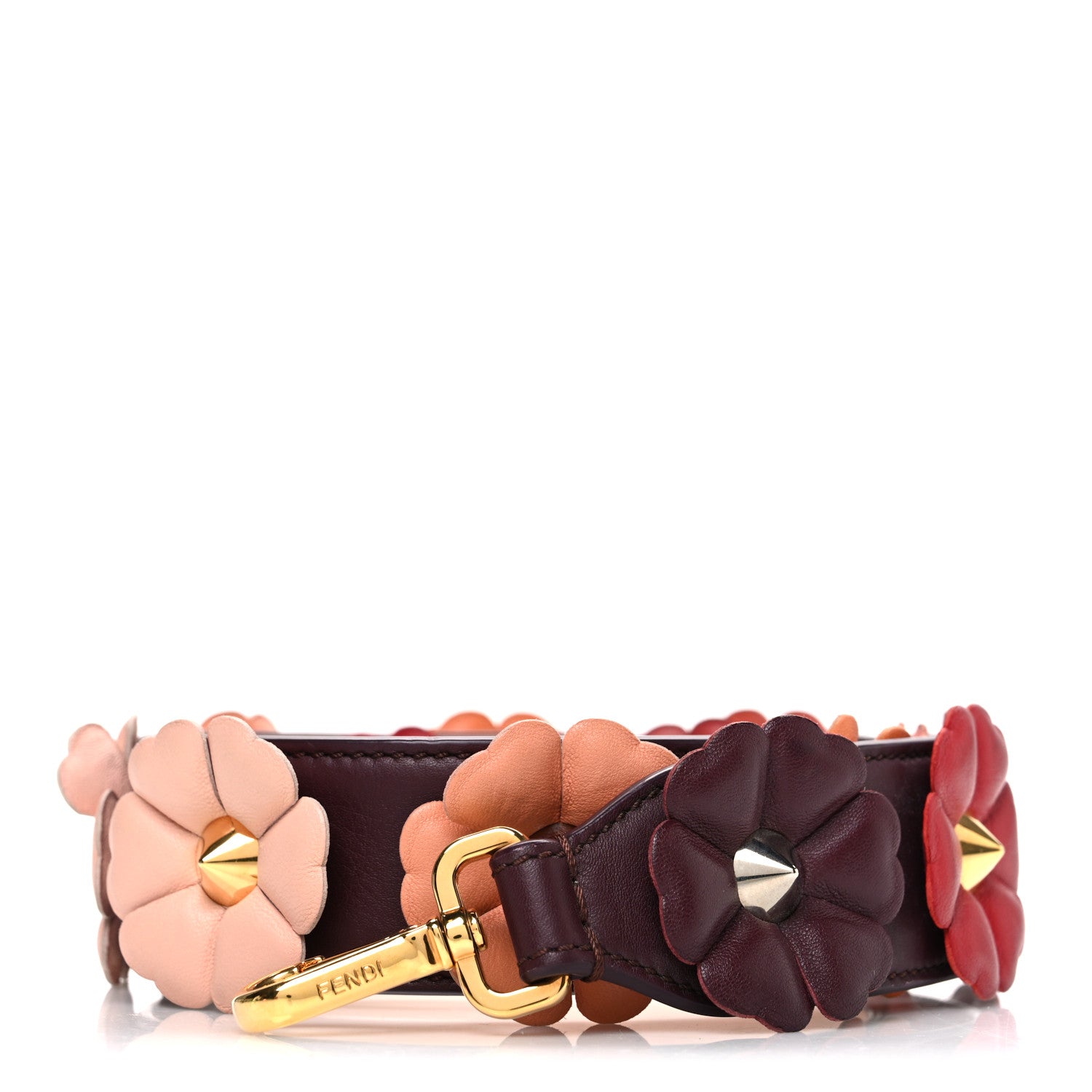 Fendi Vitello Dolce Flowerland Bi-Color Studded Strap You Bordeaux Plaster Multicolor 1 of 3