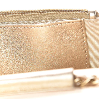 Chanel Lambskin Quilted Wallet On Chain WOC Light Gold 17 of 19