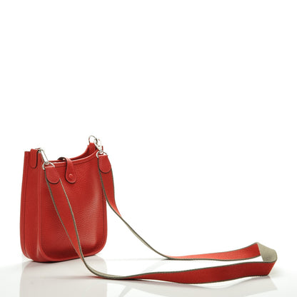 Hermes Taurillon Clemence Amazone Evelyne TPM Rouge Casaque Etain 3 of 7