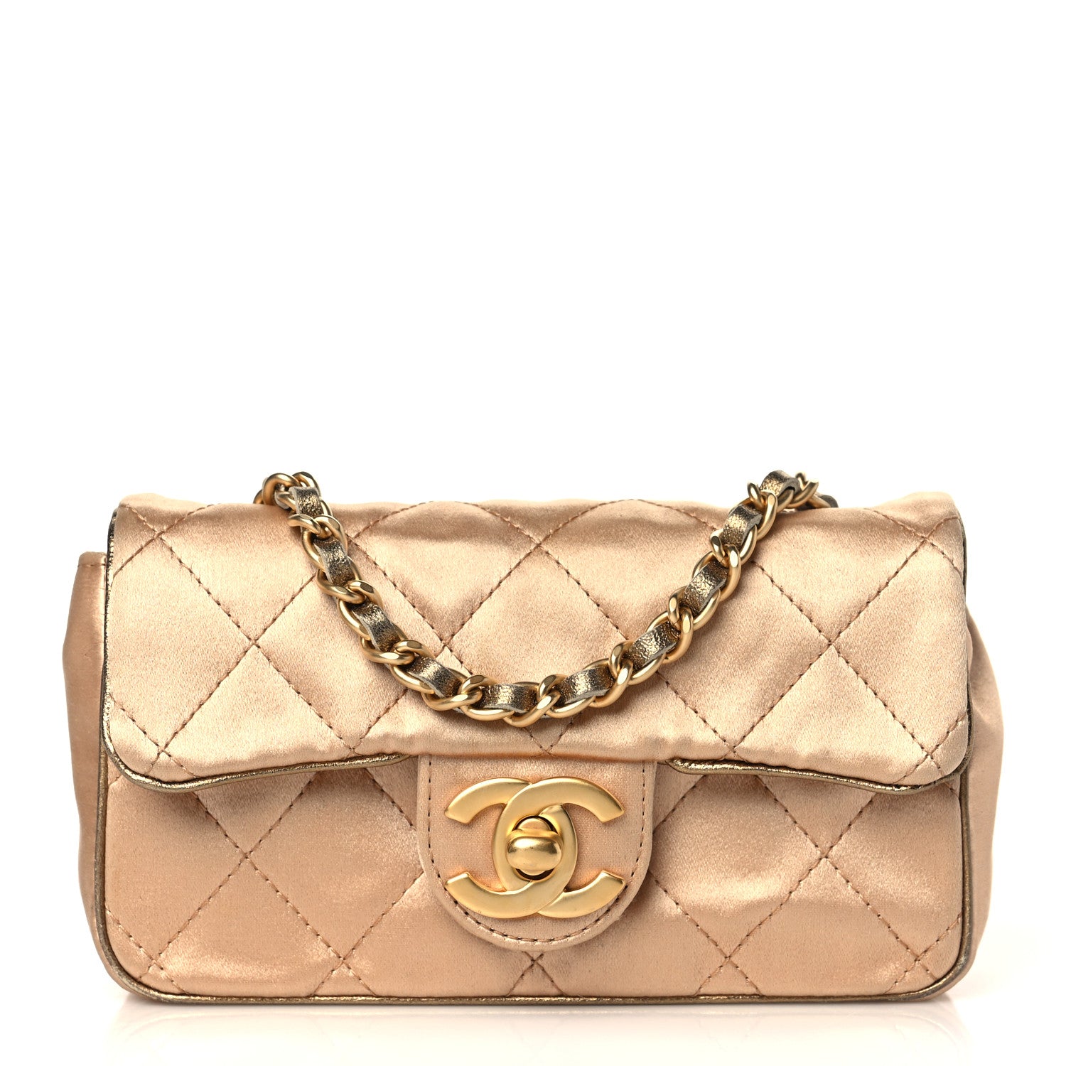 Chanel Satin Quilted Extra Mini Rectangular Flap Gold 1 of 10