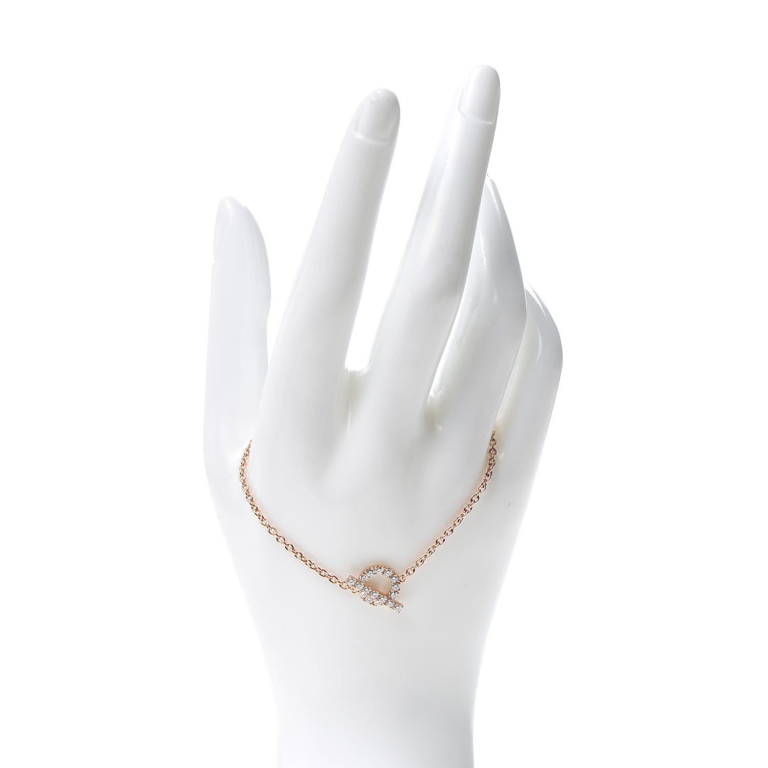 Hermes 18K Rose Gold Diamond Finesse Bracelet LG 2 of 5