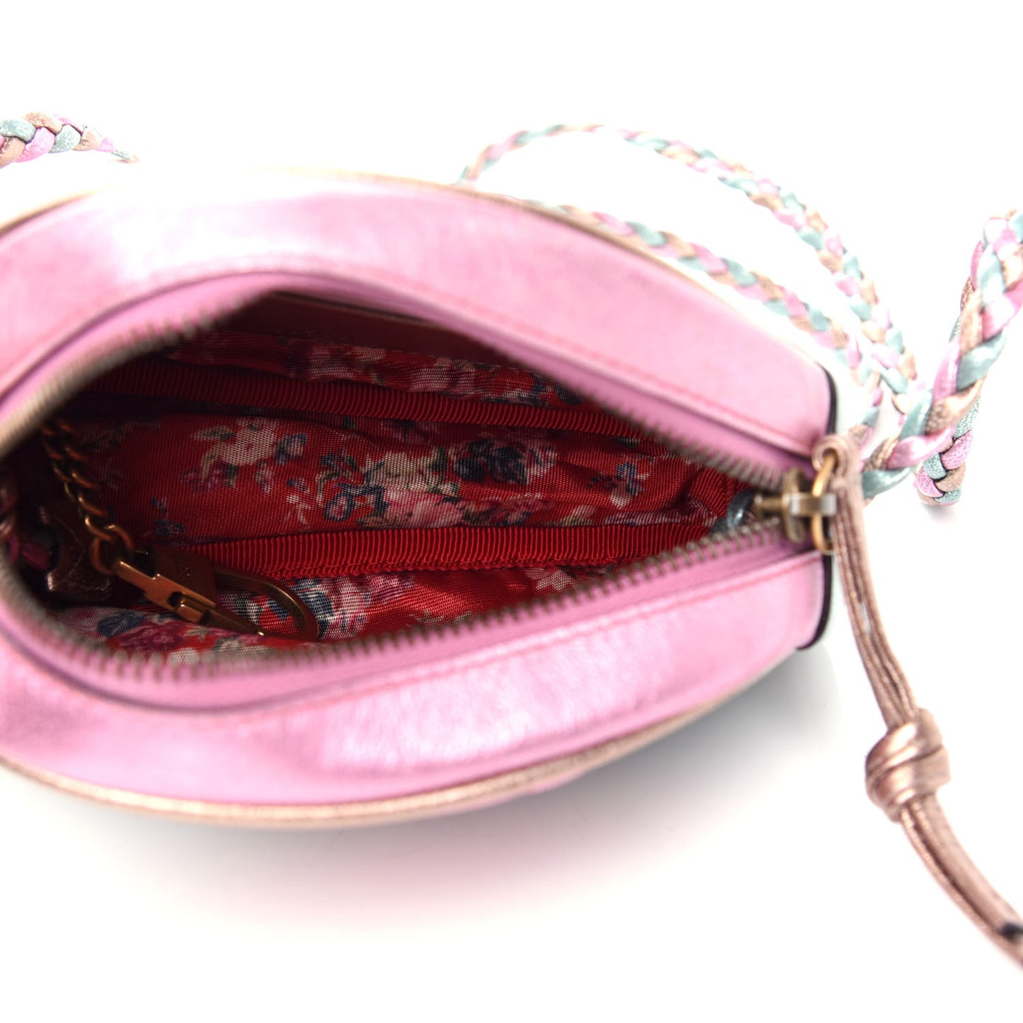 Laminated Nappa Trapuntata Mini Zumi Dome Shoulder Bag Rosa Lago Rame