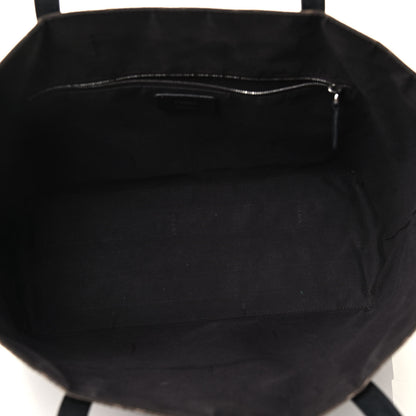 Fendi Glazed Fabric Vitello Century FF 1974 Stamp Patch Shopping Tote Mogano Panna Black 4 of 4