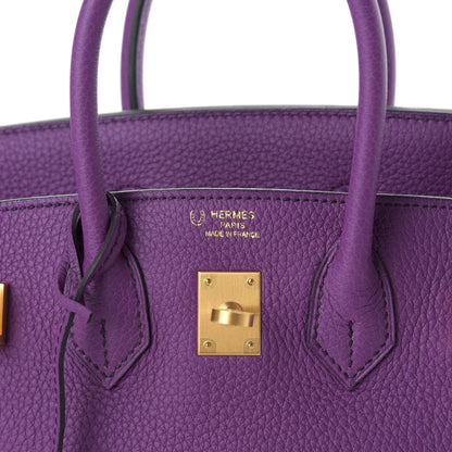 Hermes Togo Horseshoe Birkin 25 Anemone Black 9 of 10