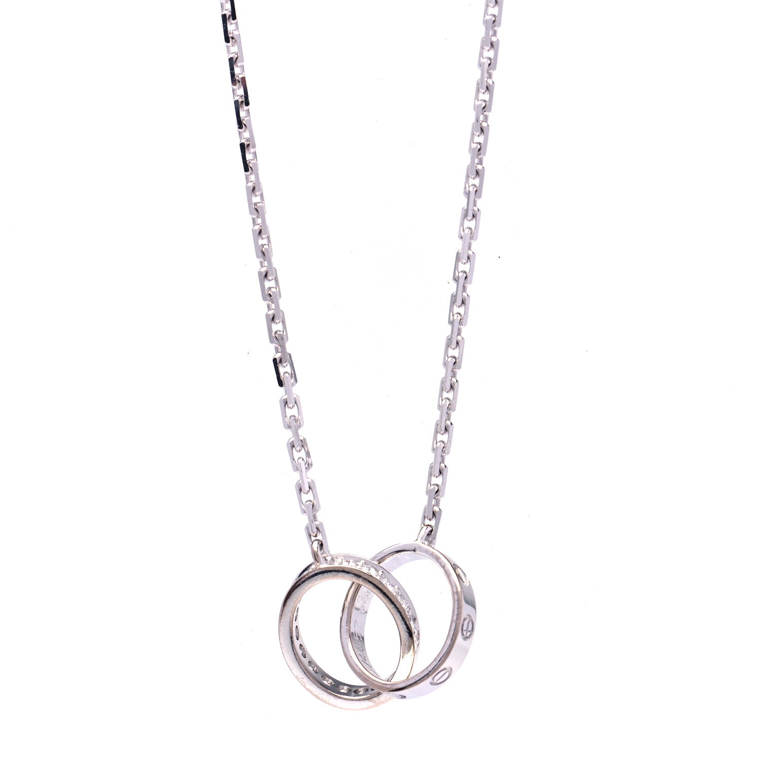 Cartier 18K White Gold Diamond Interlocking LOVE Necklace 1 of 6